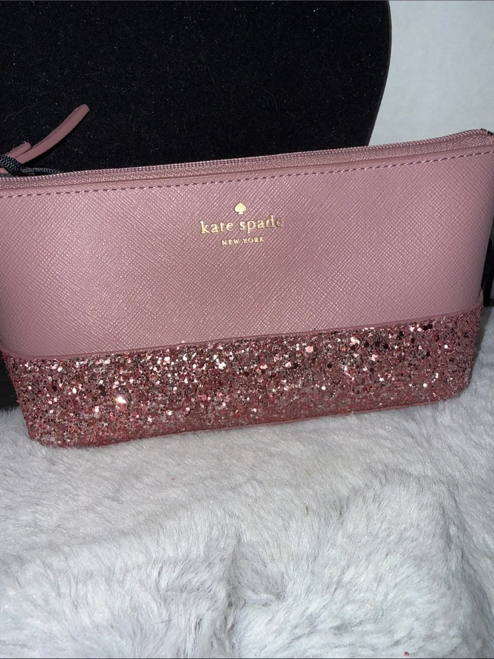 kate spade Pink Glitter Bottom Cosmetic Pouch
